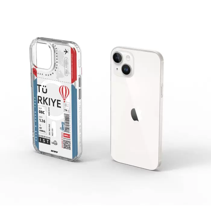 Apple İphone 15 Kılıf Magsafe Şarj Özellikli Bilet Desenli Wiwu Turkey B Serisi Kapak