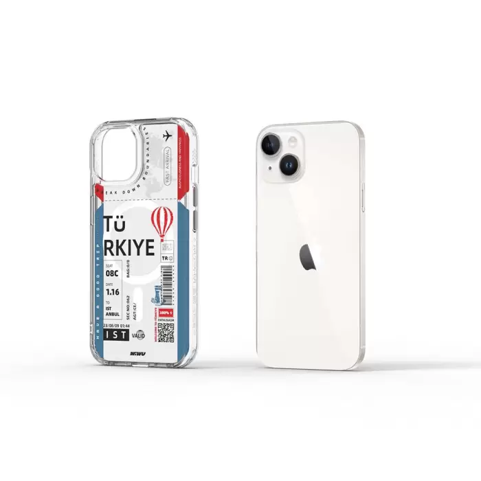 Apple İphone 15 Kılıf Magsafe Şarj Özellikli Bilet Desenli Wiwu Turkey B Serisi Kapak
