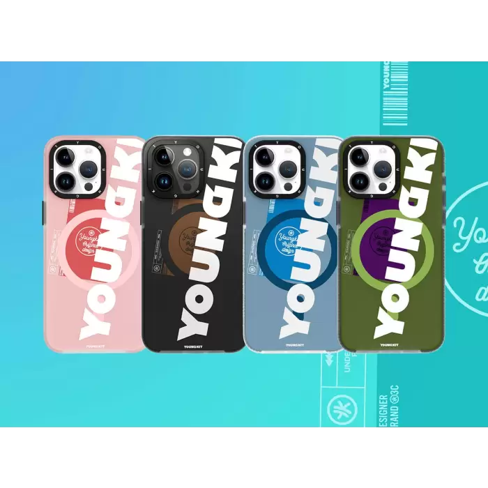 Apple İphone 15 Kılıf Magsafe Şarj Özellikli Youngkit Binfen Serisi Yazı Temalı Kapak