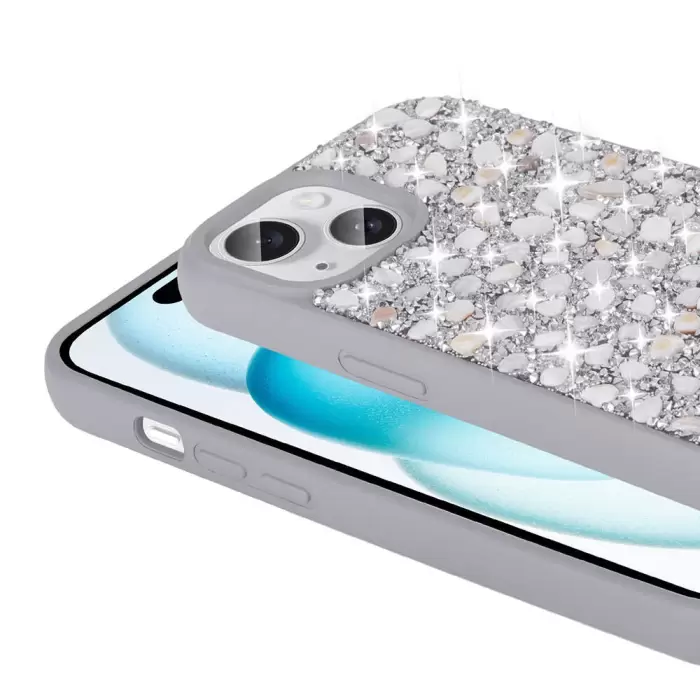 Apple iPhone 15 Kılıf Parlak Taşlı Tasarım  Linea Diamond Kapak