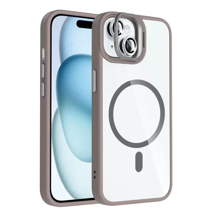 Apple İphone 15 Kılıf Standlı Kamera Lens Koruma Hediyeli Magsafe Şarj Lopard Etro Kapak Koruyucu
