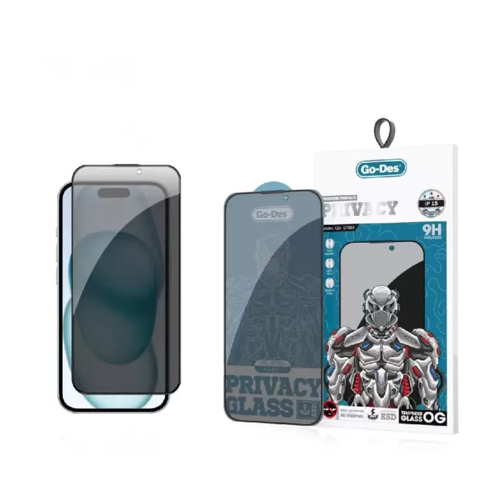 Apple İphone 15 Lopard 9d Full Cover Privacy Temperli Cam Ekran Koruyucu
