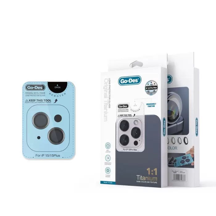 Apple İphone 15 Lopard Titanium Premium Temperli Kamera Lens Koruyucu