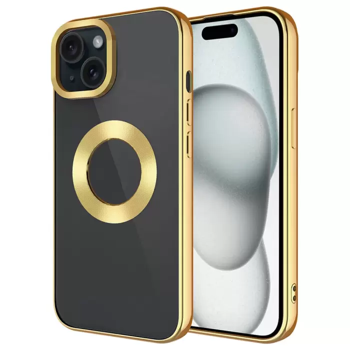Apple iPhone 15 Plus Kılıf Tek Kamera Çerçeveli Logo Gösteren Lopard Omega Kapak