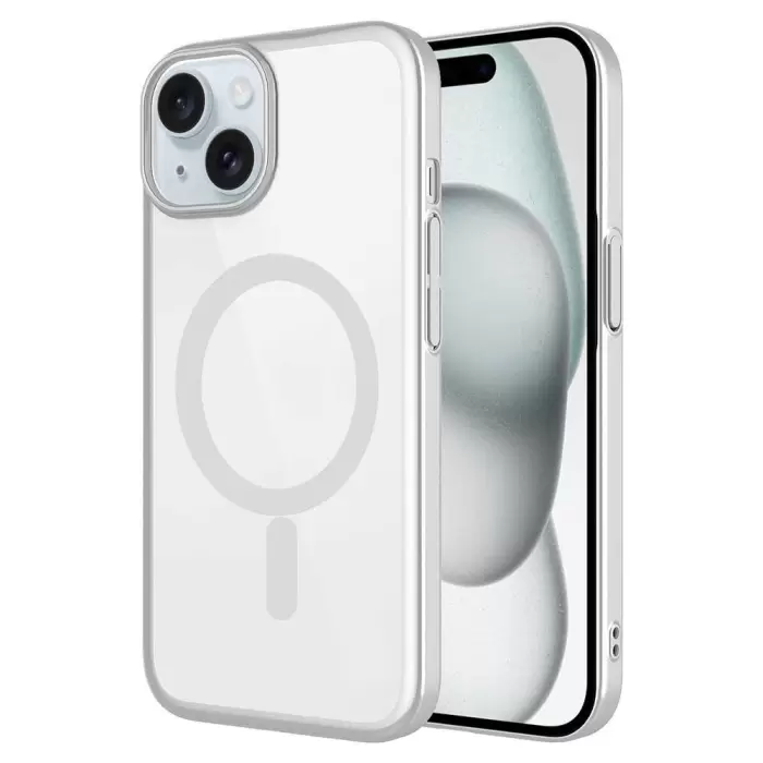 Apple iPhone 15 Plus Kılıf Wireless Şarj Özellikli Sert PC Lopard Mat Riksos Magsafe Kapak