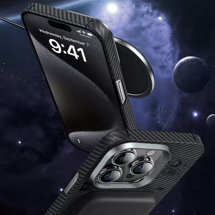 Apple İphone 15 Plus Kılıf Wiwu Kjz-017 Karbon Fiber 600d Explore Kevlar Kapak