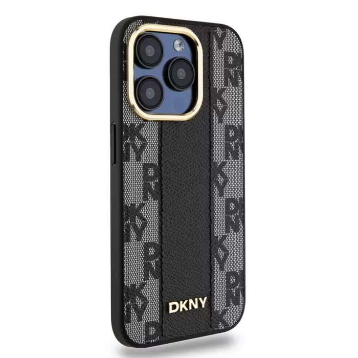 Apple İphone 15 Pro Kılıf Dkny Lisanslı 3d Yazılı Checkered Pattern Kapak