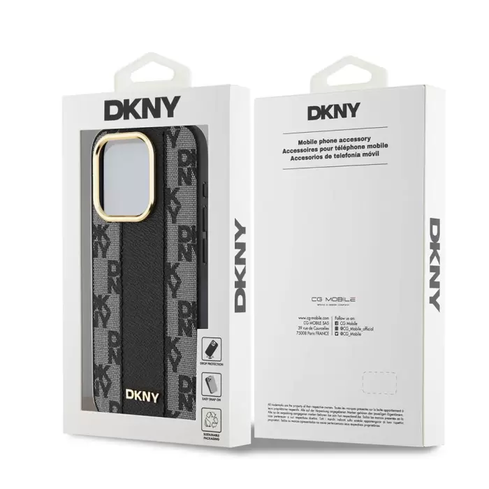 Apple İphone 15 Pro Kılıf Dkny Lisanslı 3d Yazılı Checkered Pattern Kapak