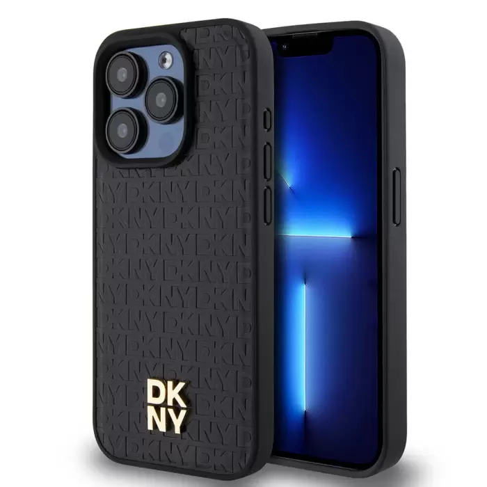 Apple İphone 15 Pro Kılıf Dkny Lisanslı 3d Yazılı Repeat Pattern Kapak