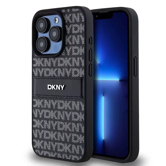 Apple İphone 15 Pro Kılıf Dkny Lisanslı 3d Yazılı Repeat Texture Pattern Kapak