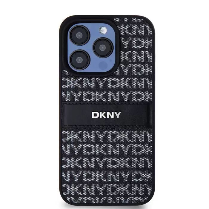 Apple İphone 15 Pro Kılıf Dkny Lisanslı 3d Yazılı Repeat Texture Pattern Kapak