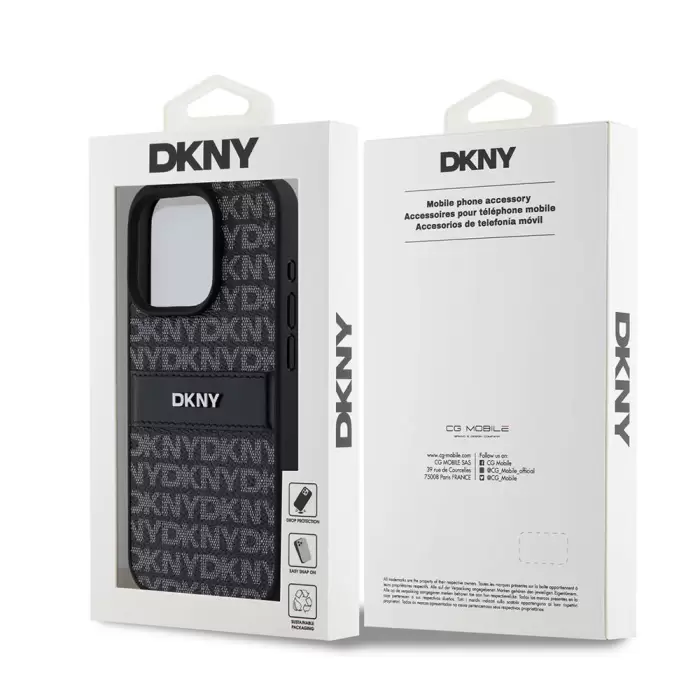 Apple İphone 15 Pro Kılıf Dkny Lisanslı 3d Yazılı Repeat Texture Pattern Kapak