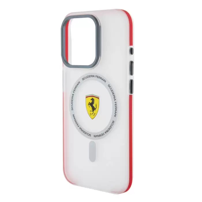 Apple İphone 15 Pro Kılıf Ferrari Orjinal Lisanslı Magsafe Şarj Özellikli Kontrast Bumper Sf Ring Kapak