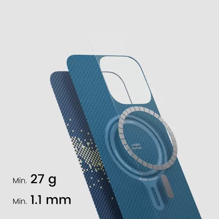 Apple İphone 15 Pro Kılıf Magsafe Şarj Lumintex Teknolojili Fosforlu Aramid Fiber Pitaka Tactile Woven Starpeak Series Milky Way