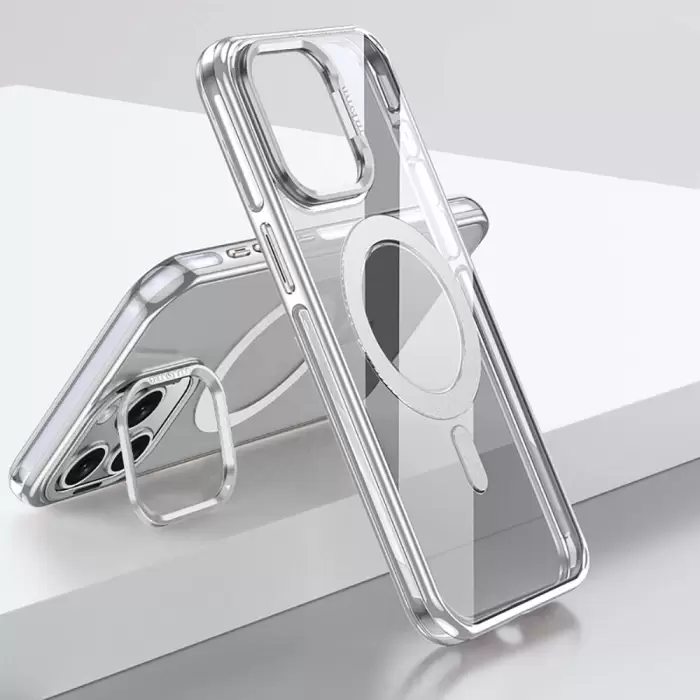 Apple İphone 15 Pro Kılıf Magsafe Şarj Özellikli Wlons Standlı Efsane Kapak