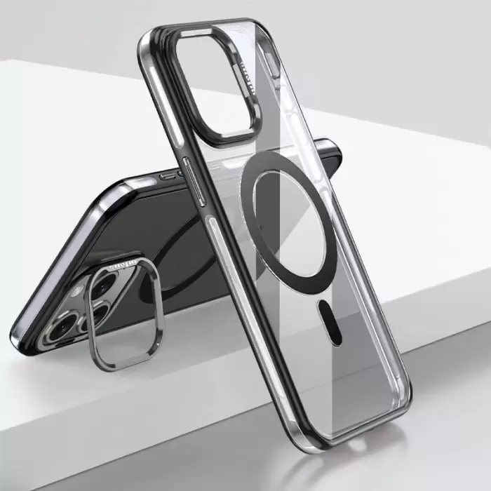 Apple İphone 15 Pro Kılıf Magsafe Şarj Özellikli Wlons Standlı Efsane Kapak