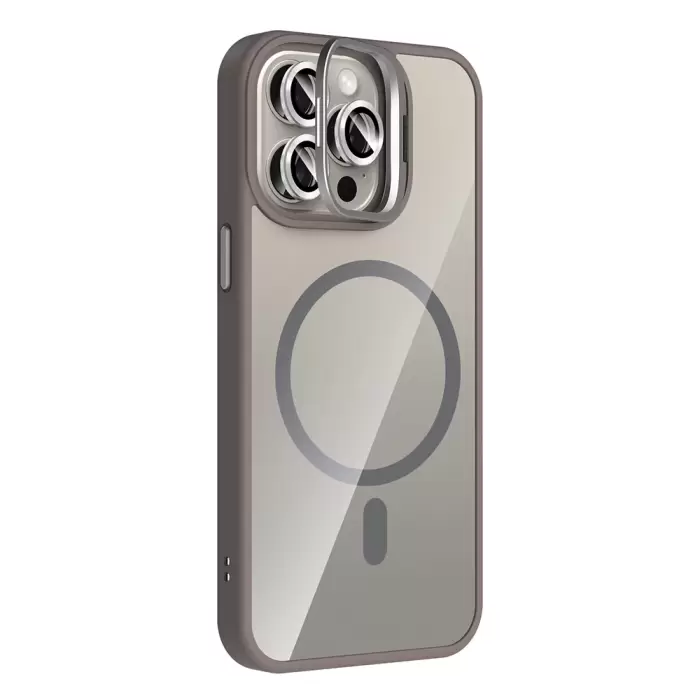 Apple İphone 15 Pro Kılıf Standlı Kamera Lens Koruma Hediyeli Magsafe Şarj Lopard Etro Kapak Koruyucu