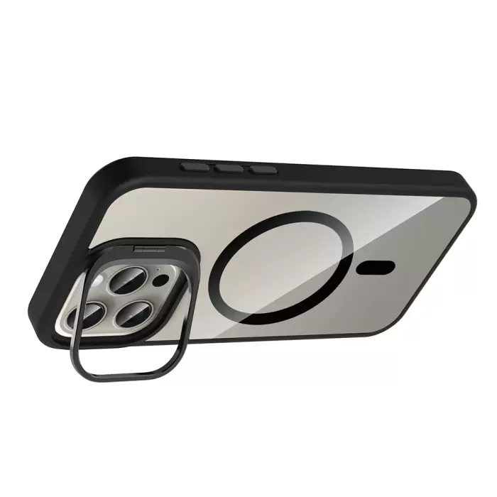 Apple İphone 15 Pro Kılıf Standlı Kamera Lens Koruma Hediyeli Magsafe Şarj Lopard Etro Kapak Koruyucu