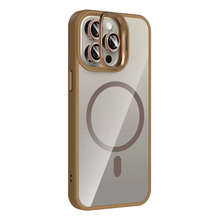 Apple İphone 15 Pro Kılıf Standlı Kamera Lens Koruma Hediyeli Magsafe Şarj Lopard Etro Kapak Koruyucu