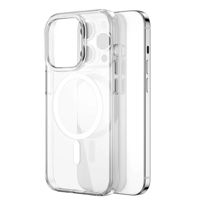 Apple İphone 15 Pro Kılıf Wiwu Bc-022 Magsafe Şarj Özellikli Şeffaf Transparan Kapak