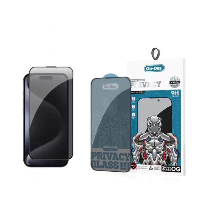 Apple İphone 15 Pro Lopard 9d Full Cover Privacy Temperli Cam Ekran Koruyucu