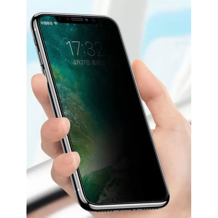 Apple iPhone 15 Pro Max Hayalet 9d Temperli Cam Ekran Koruma Tam Kaplayan Privacy Ahize Korumalı Anti Dust