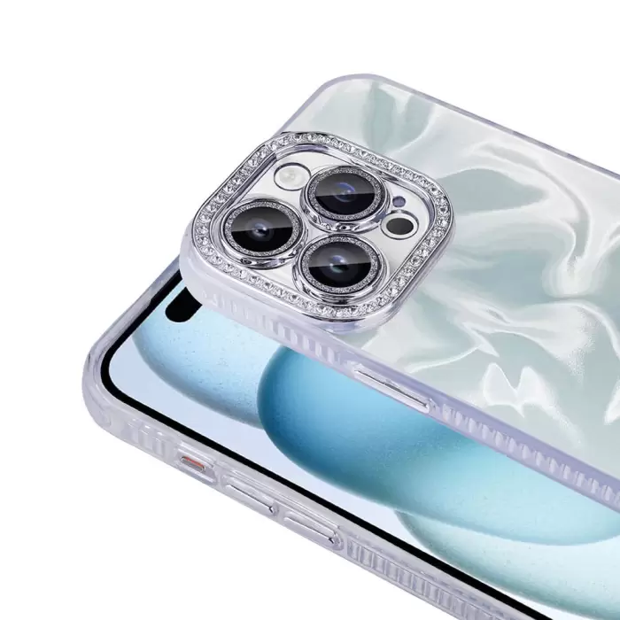 Apple iPhone 15 Pro Max Kılıf Airbagli Parlak Taş Detay Tasarımlı  Esila Kapak