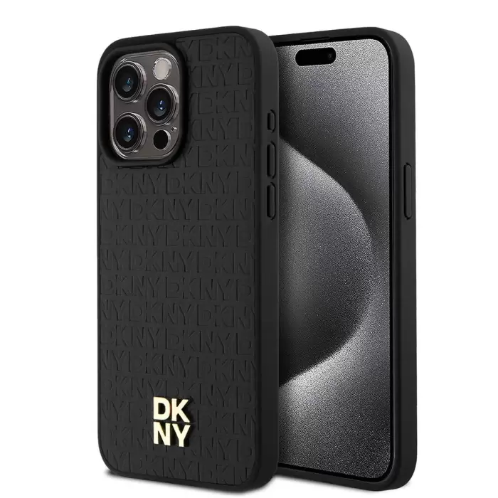 Apple İphone 15 Pro Max Kılıf Dkny Lisanslı 3d Yazılı Repeat Pattern Kapak