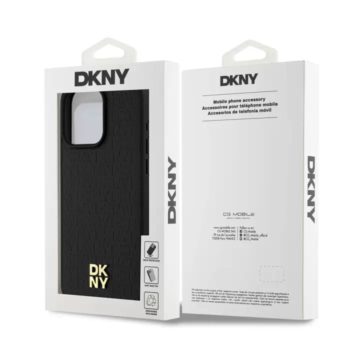 Apple İphone 15 Pro Max Kılıf Dkny Lisanslı 3d Yazılı Repeat Pattern Kapak