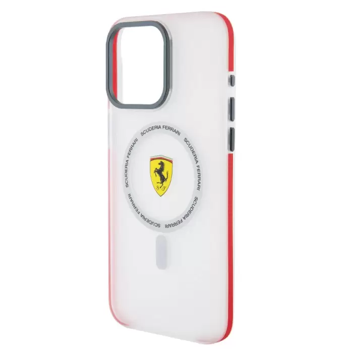 Apple İphone 15 Pro Max Kılıf Ferrari Orjinal Lisanslı Magsafe Şarj Özellikli Kontrast Bumper Sf Ring Kapak
