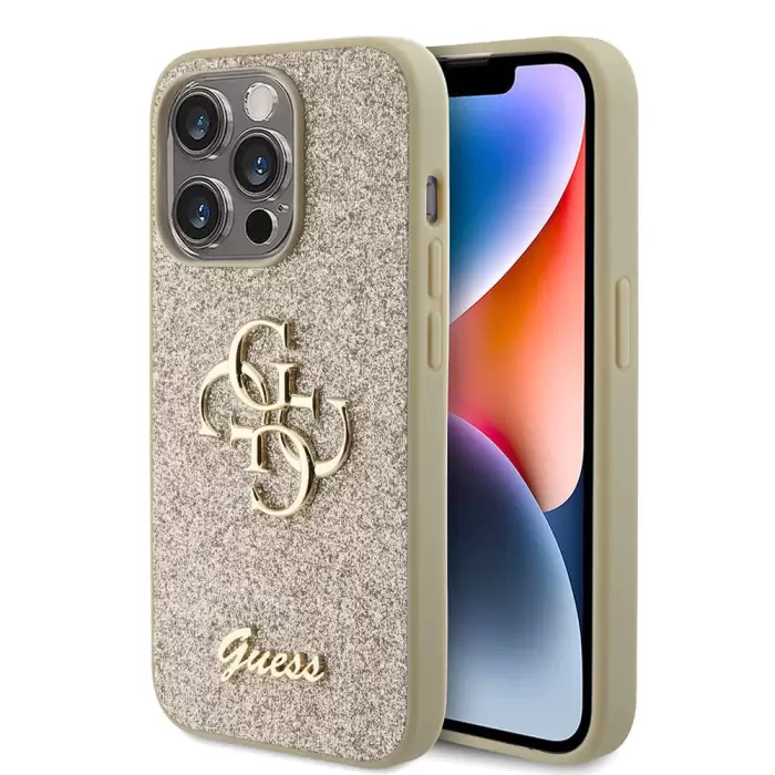 Apple İphone 15 Pro Max Kılıf Guess Lisanslı 4g Büyük Metal Logolu Glitter Kapak