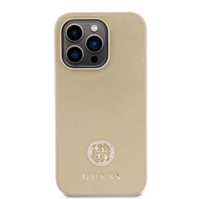 Apple İphone 15 Pro Max Kılıf Guess Lisanslı Deri 4g Metal Logo Strass Kapak