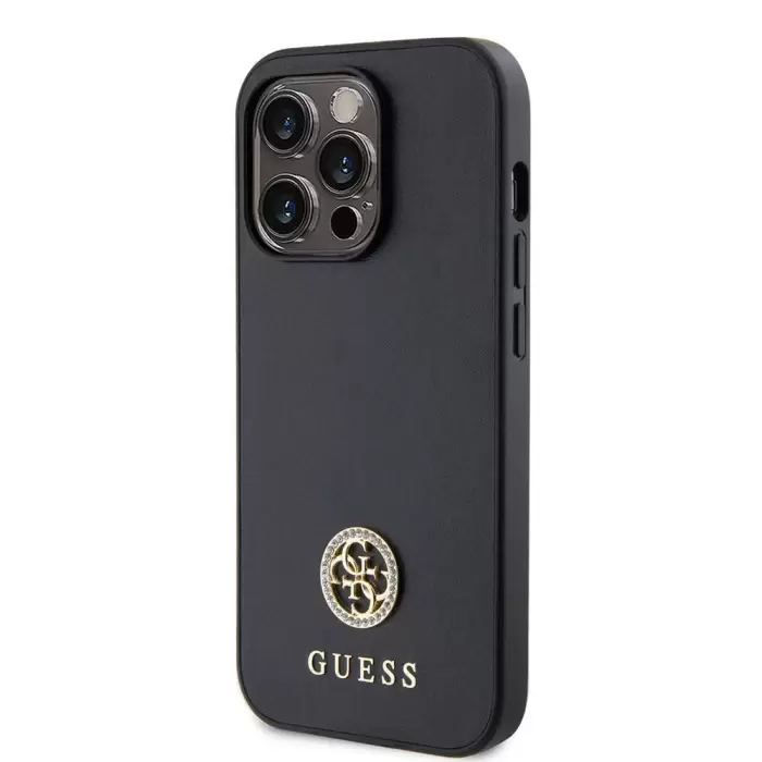 Apple İphone 15 Pro Max Kılıf Guess Lisanslı Deri 4g Metal Logo Strass Kapak