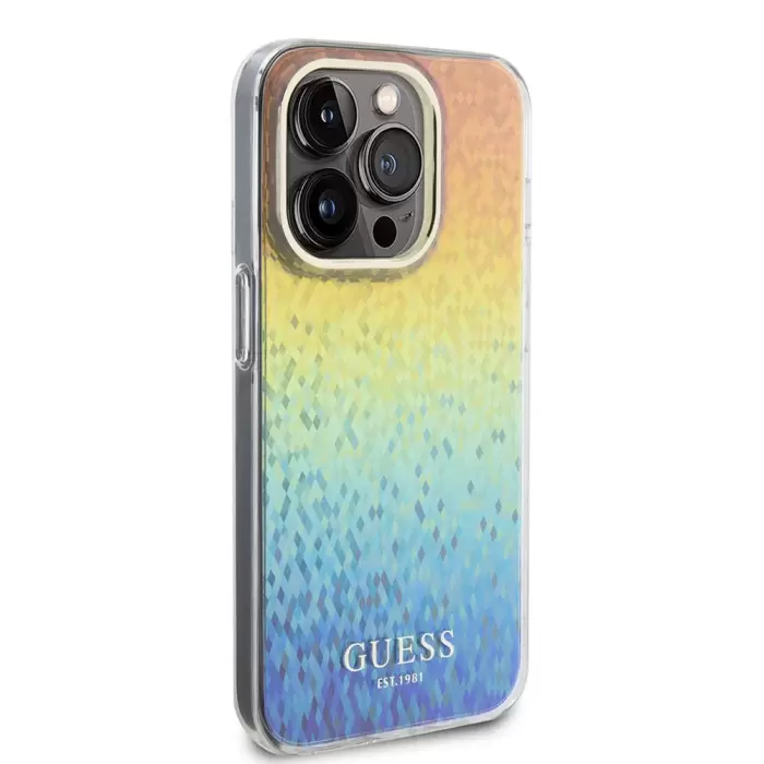 Apple İphone 15 Pro Max Kılıf Guess Lisanslı Yazı Logolu Mirror Disco Kapak