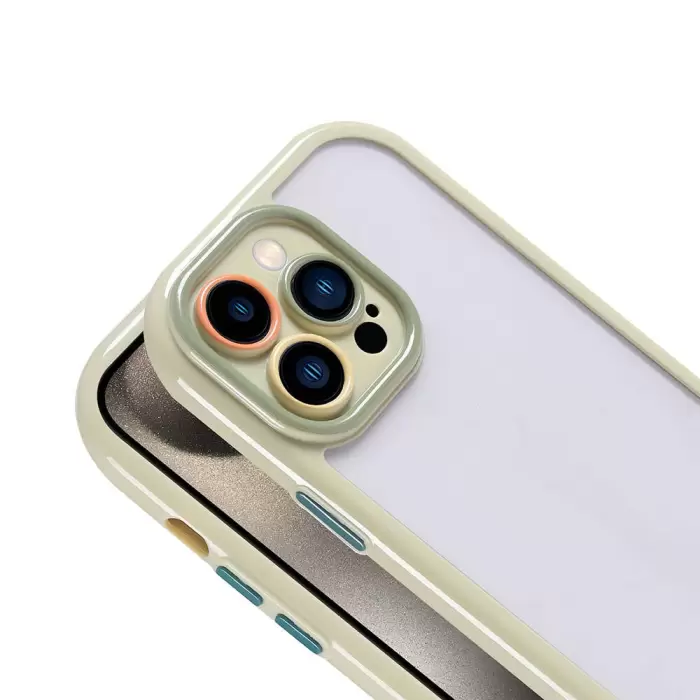 Apple iPhone 15 Pro Max Kılıf Kamera Korumalı Renkli Kenar ve Çerçeve Tasarımlı  Vitamin Kapak