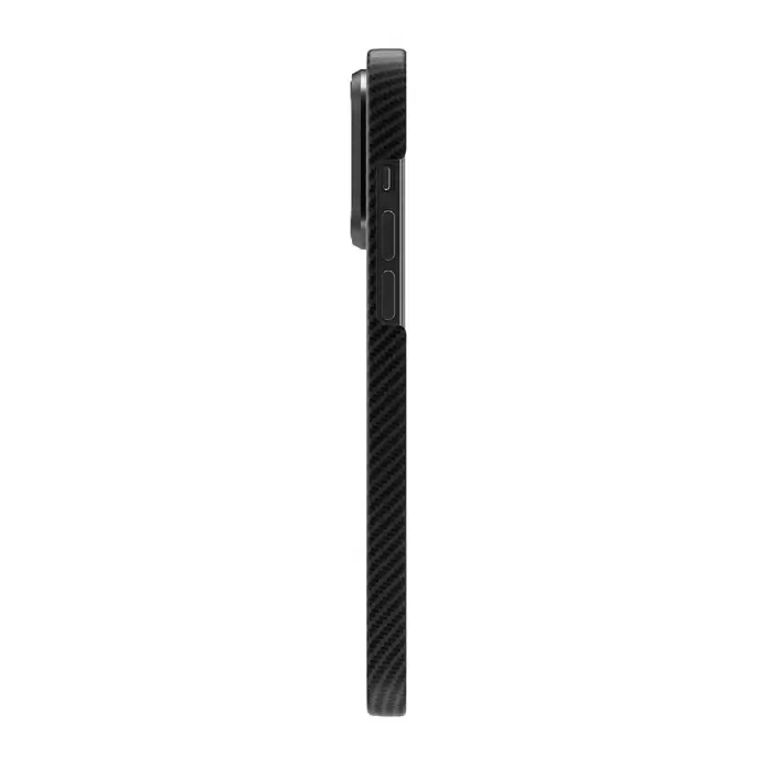 Apple iPhone 15 Pro Max Kılıf Magsafe Şarj Özellikli 600D Kevlar Lopard Krek Karbon Standlı Kapak