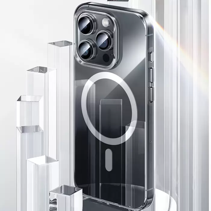 Apple İphone 15 Pro Max Kılıf Magsafe Şarj Özellikli Benks ​​​​​​crystal Serisi Şeffaf Kapak