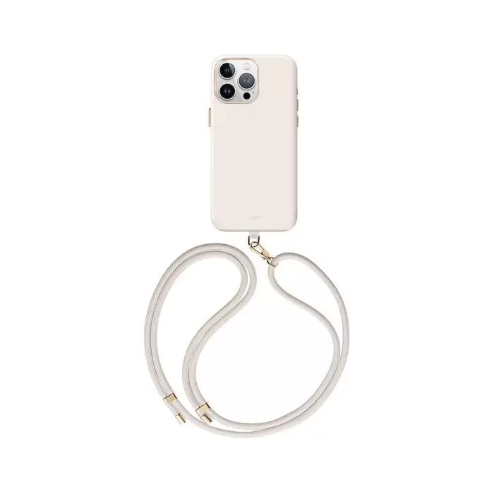 Apple İphone 15 Pro Max Kılıf Magsafe Şarj Özellikli Soft Pürüzsüz Yüzey Askı İpli Coehl Creme Kapak
