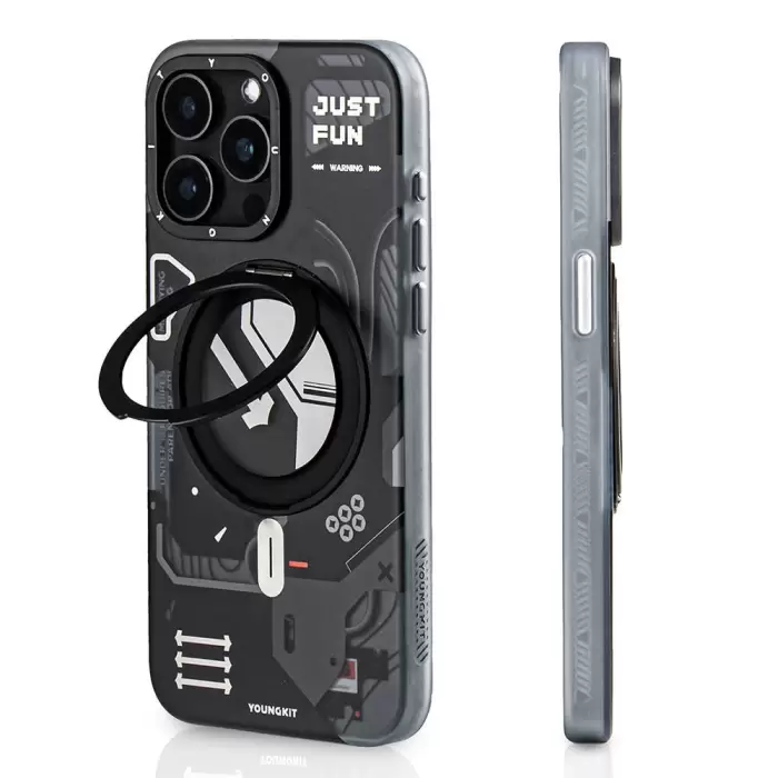 YoungKit iPhone 15 Pro Max Kılıf - 360° Standlı Starship Serisi