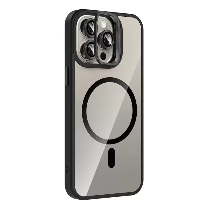 Apple İphone 15 Pro Max Kılıf Standlı Kamera Lens Koruma Hediyeli Magsafe Şarj Lopard Etro Kapak Koruyucu