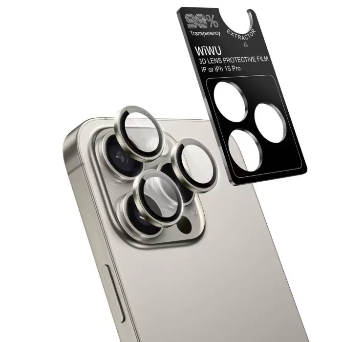Apple İphone 15 Pro Wiwu Wi-ıp002 2in1 Temperli Cam Ahize Toz Önleyici Ekran Koruyucu Ve Kamera Lens Koruyucu Set