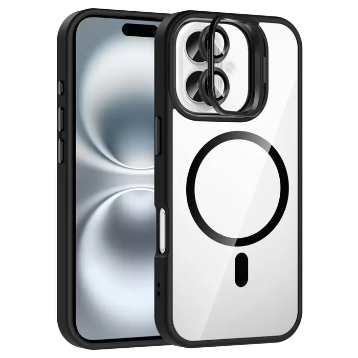 Apple İphone 16 Kılıf Standlı Kamera Lens Koruma Hediyeli Magsafe Şarj Lopard Etro Kapak Koruyucu
