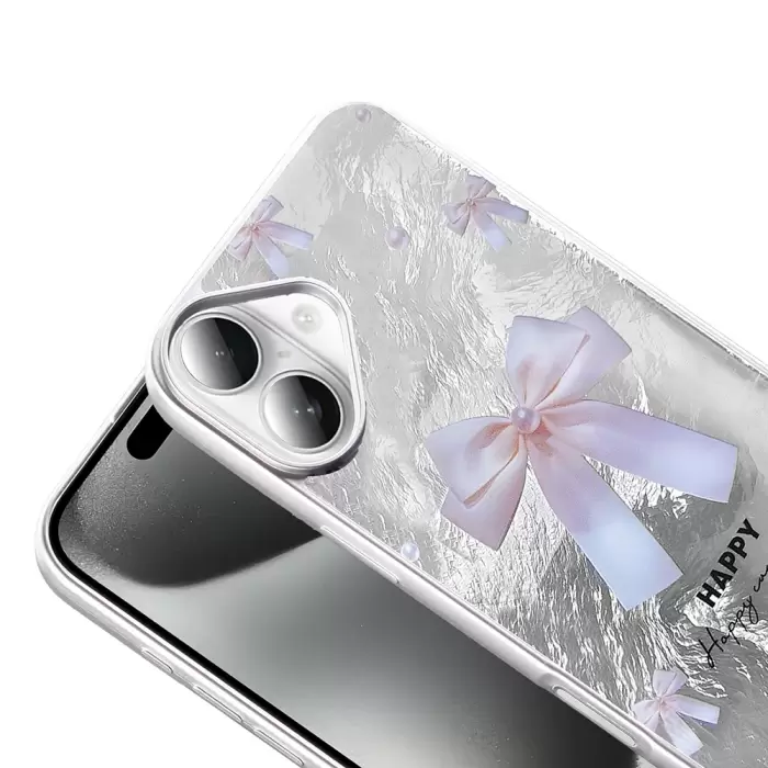 Apple İphone 16 Plus Kılıf Parlak Desenli Silikon Mep Kapak Telefon Kılıfı Leopar-Fiyonk-Geo Desenleriyle