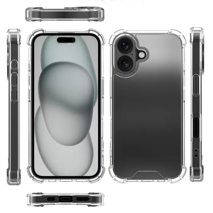 Apple İphone 16 Plus Kılıf Lopard Nitro Antishock Köşe Koruma Darbe Emici Şeffaf Doku Silikon