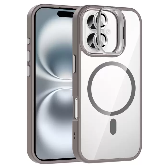 Apple İphone 16 Plus Kılıf Standlı Kamera Lens Koruma Hediyeli Magsafe Şarj Lopard Etro Kapak Koruyucu