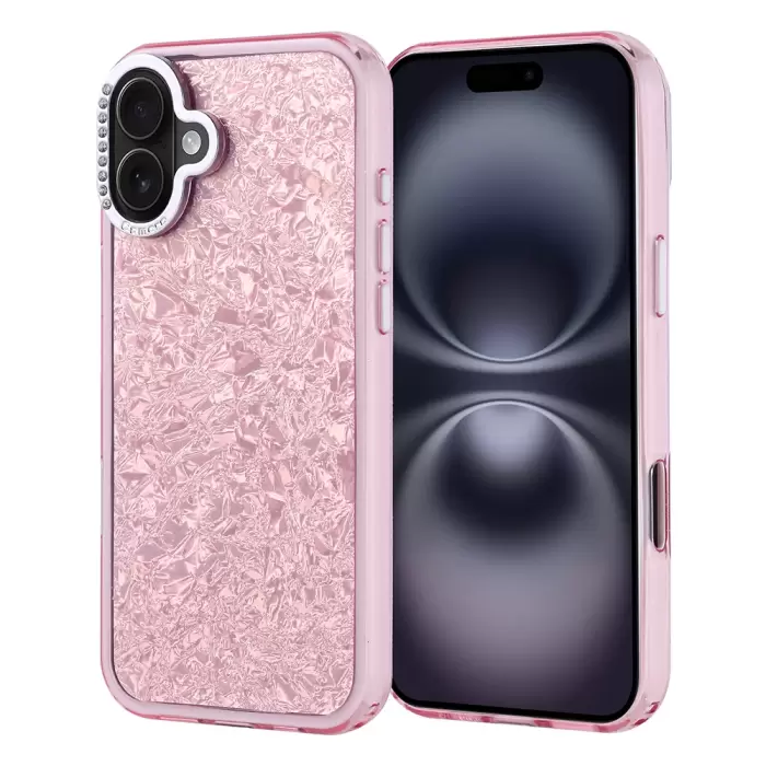 Apple İphone 16 Plus Kılıf Taşlı Tasarımlı Lopard Kapi Kapak