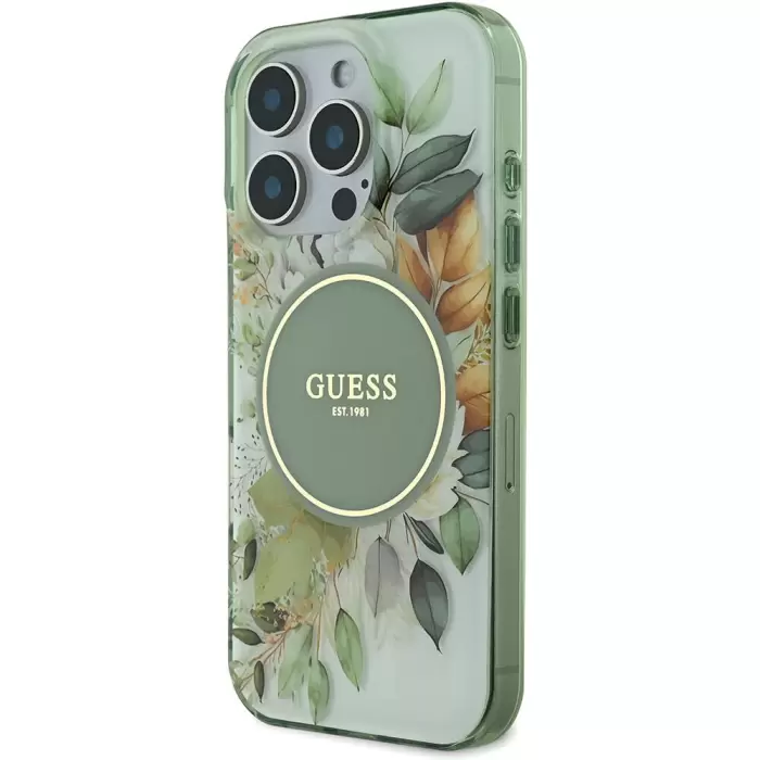 Apple İphone 16 Pro Guess Marka Lisanslı Magsafe Şarj  Flower Tonal Circle Kapak