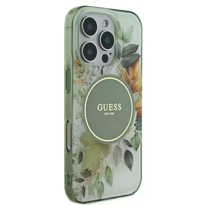 Apple İphone 16 Pro Guess Marka Lisanslı Magsafe Şarj  Flower Tonal Circle Kapak