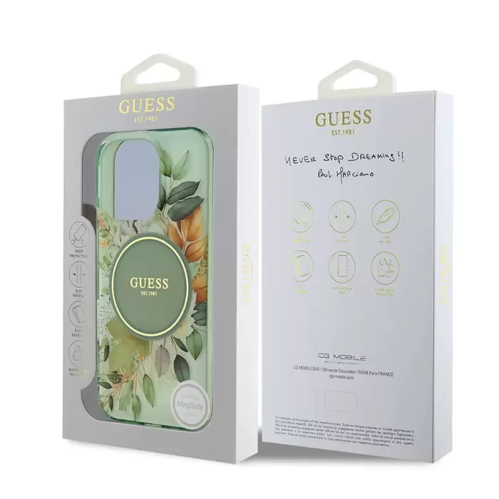 Apple İphone 16 Pro Guess Marka Lisanslı Magsafe Şarj  Flower Tonal Circle Kapak