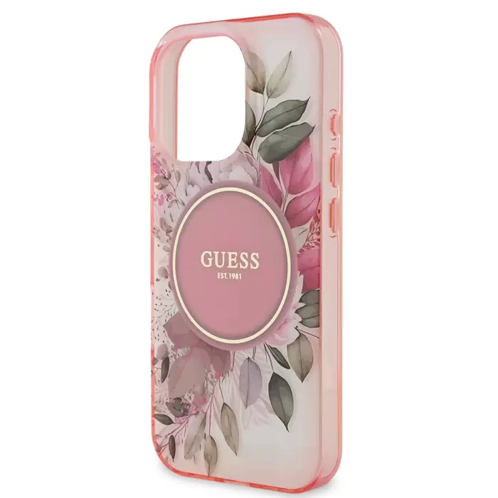 Apple İphone 16 Pro Guess Marka Lisanslı Magsafe Şarj  Flower Tonal Circle Kapak